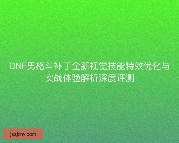 DNF男格斗补丁全新视觉技能特效优化与实战体验解析深度评测